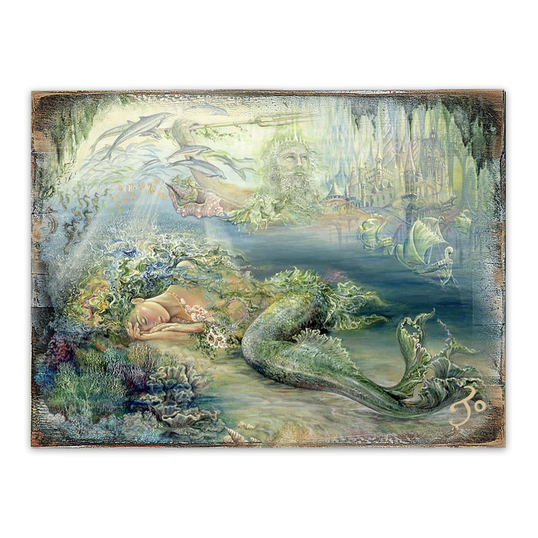 Dreams of Atlantis Fantasy Wooden Wall Art by Josephine Wall - Fantasy Décor - 852114-JW