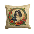 English Springer Spaniel Christmas Flowers Throw Pillow-0