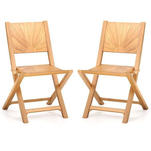 2 Pieces Folding Patio Chairs with Inclined Backrest