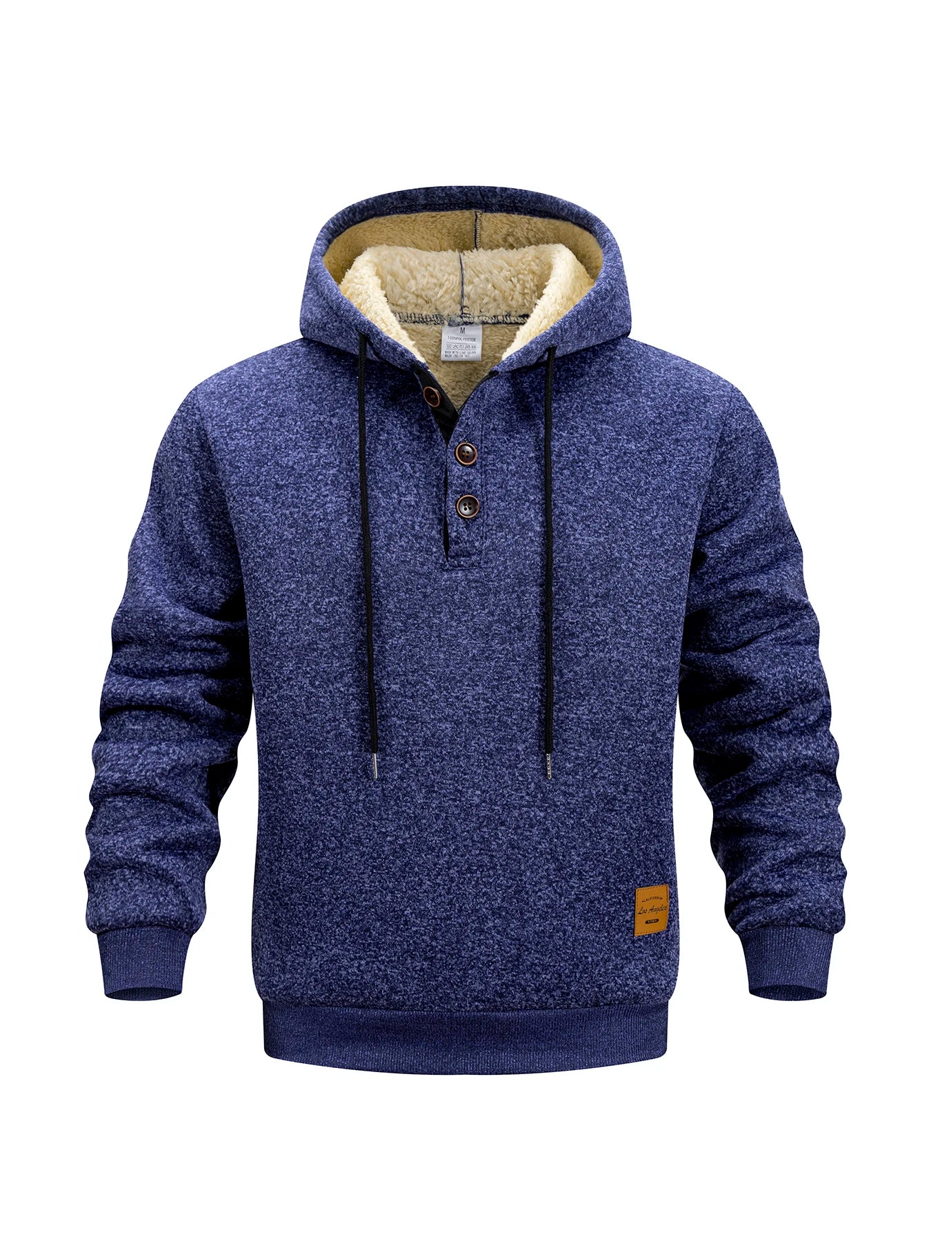 Men's Fleece Hoodies Long Sleeve Sweatshirt Button Design Hooded Sweatshirt for Men Clothing Sportswear Slim Fit Casual Pullover