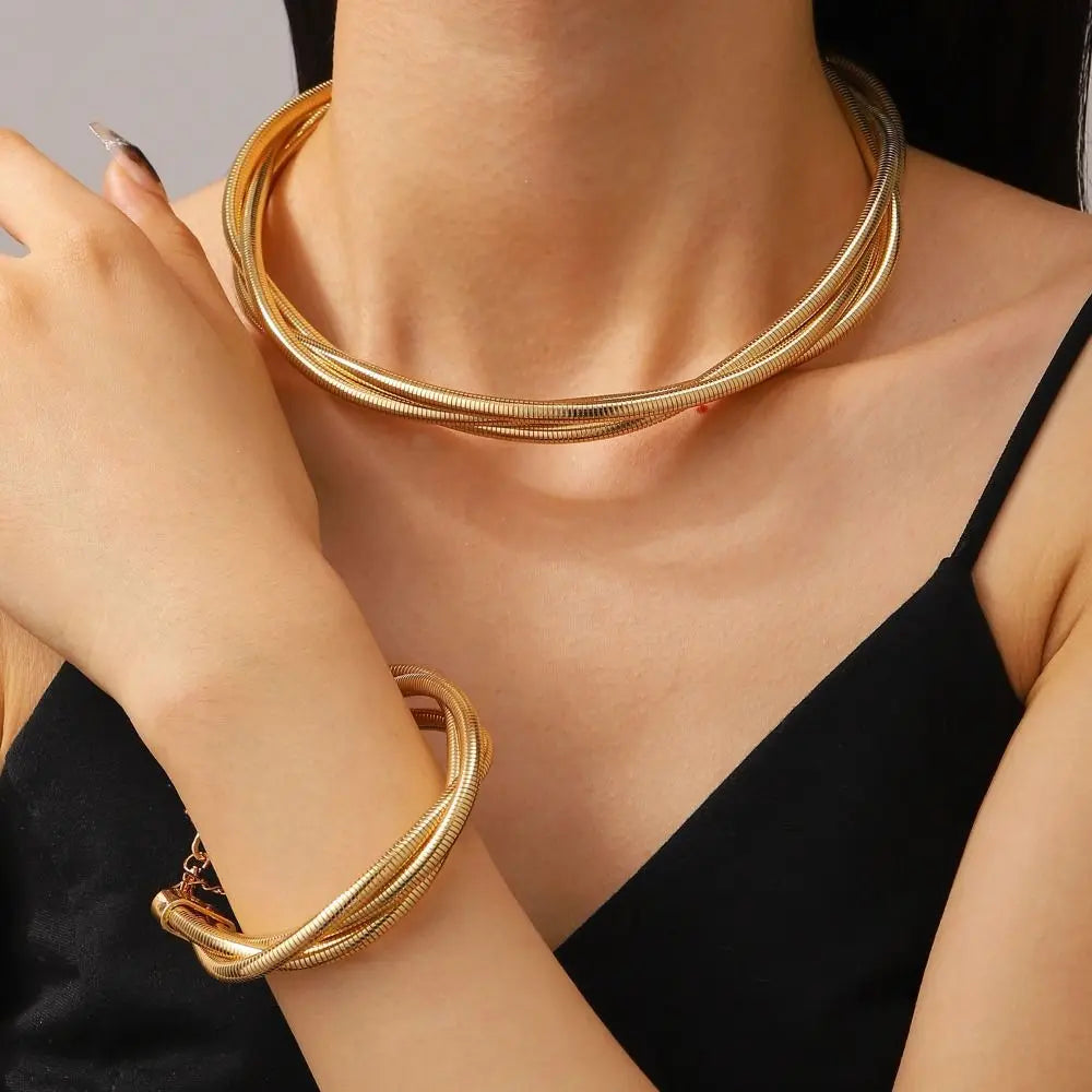 Punk Layered Wrap Necklace