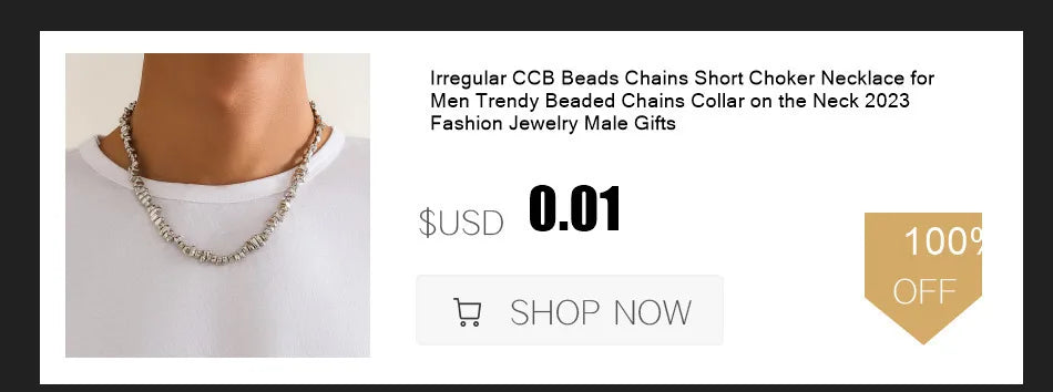 Irregular CCB Beads Chains Short Choker Necklace for Men Trendy Beaded Chains Collar on the Neck 2023 Fashion Jewelry Male Gifts
