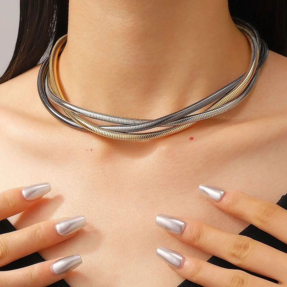 Punk Layered Wrap Necklace