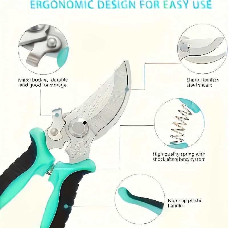 Garden Pruning Shears Professional Gardening Scissors for Plants, Trees, Shrubs, Home Gardeners, Landscaping Professionals