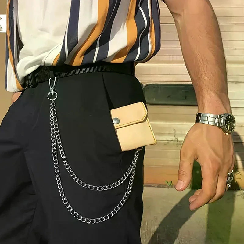 2/3Layer Punk Hip-hop Long Metal Belt Chain Fashion Trousers Pant Waist Metal Chain Keychain