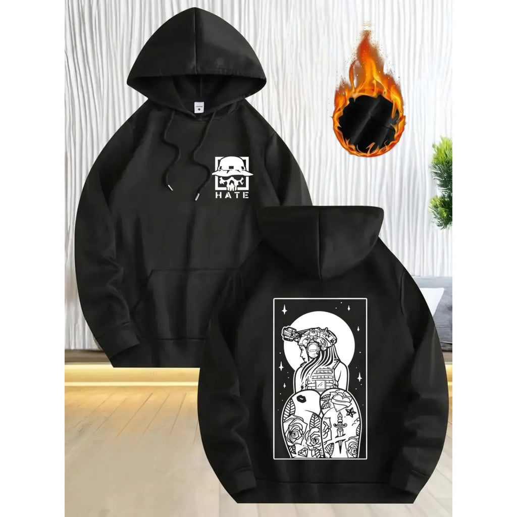 I Hate Fleece-Lined  Graphic Print  Hoodie Men Women Hip Hop Alternative Heavy Metal Oversized Streetwear Male Fashion Hoodies