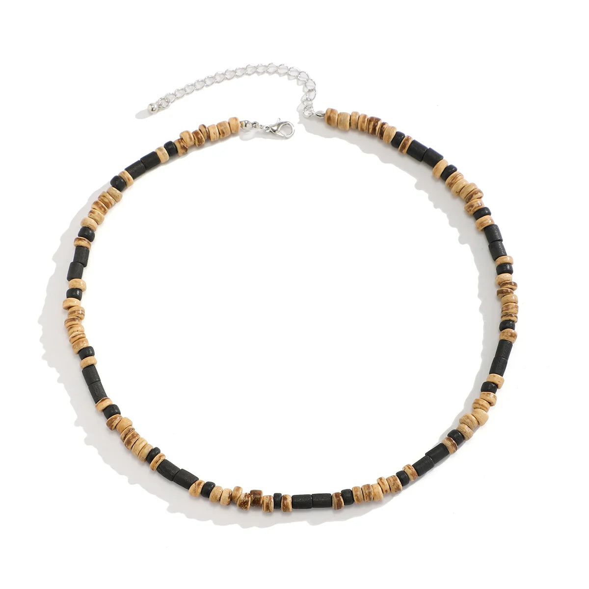 Brown and Black Small Beaded Chain Necklace Men Trendy Wood Beads Short Choker Necklace Collar on Neck 2023 Fashion Jewelry Male