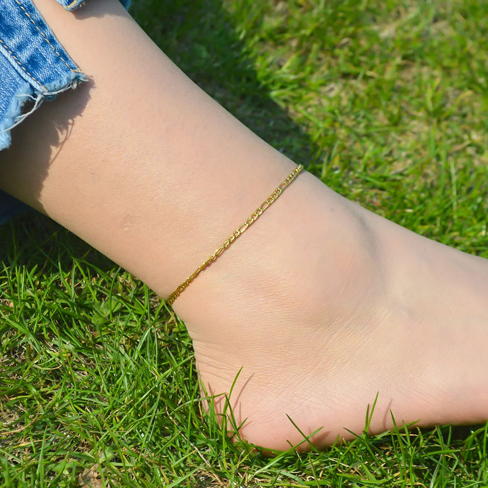 Gold Figaro Chain Anklet