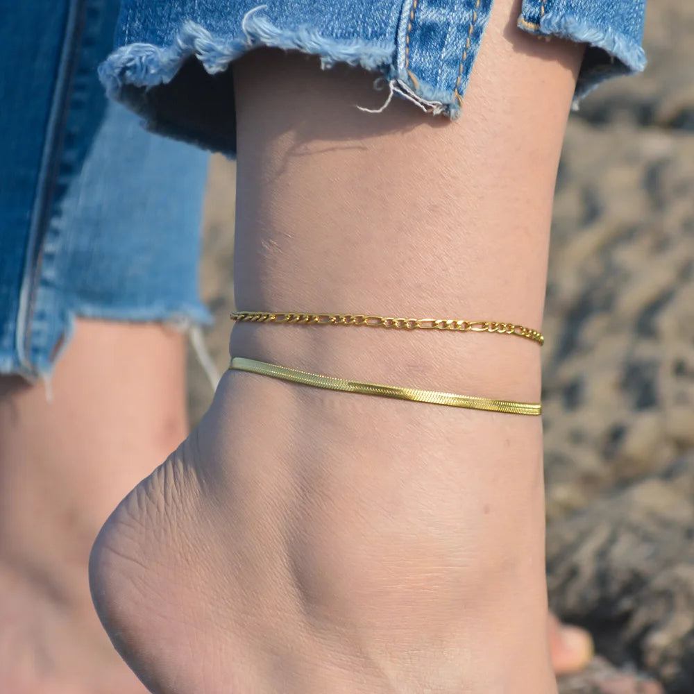 Gold Figaro Chain Anklet