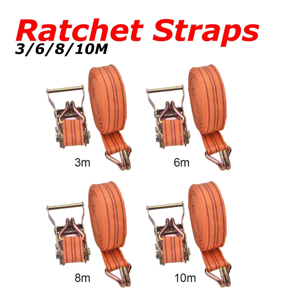 3/6/8/10M Ratchet Straps Tighten Belt Strap Rope Claw Lorry Lashing Handy Straps Load Winch Towing Rope Strapping Belt Tensioner