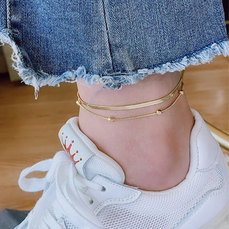 Gold Double-Layer Anklet