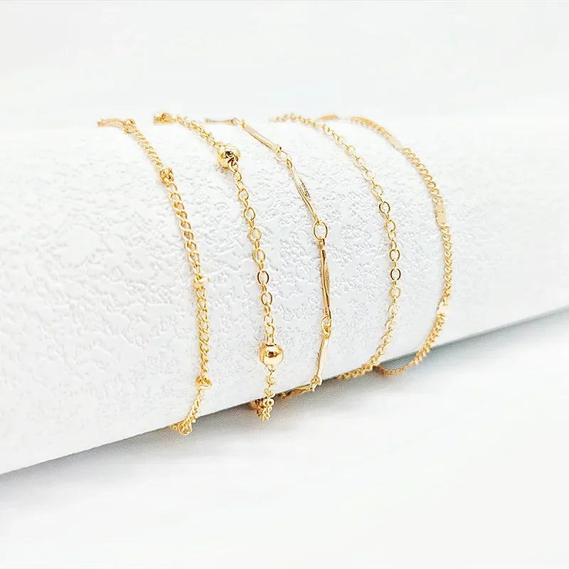 Layered Leaf & Cuban Chain Anklet