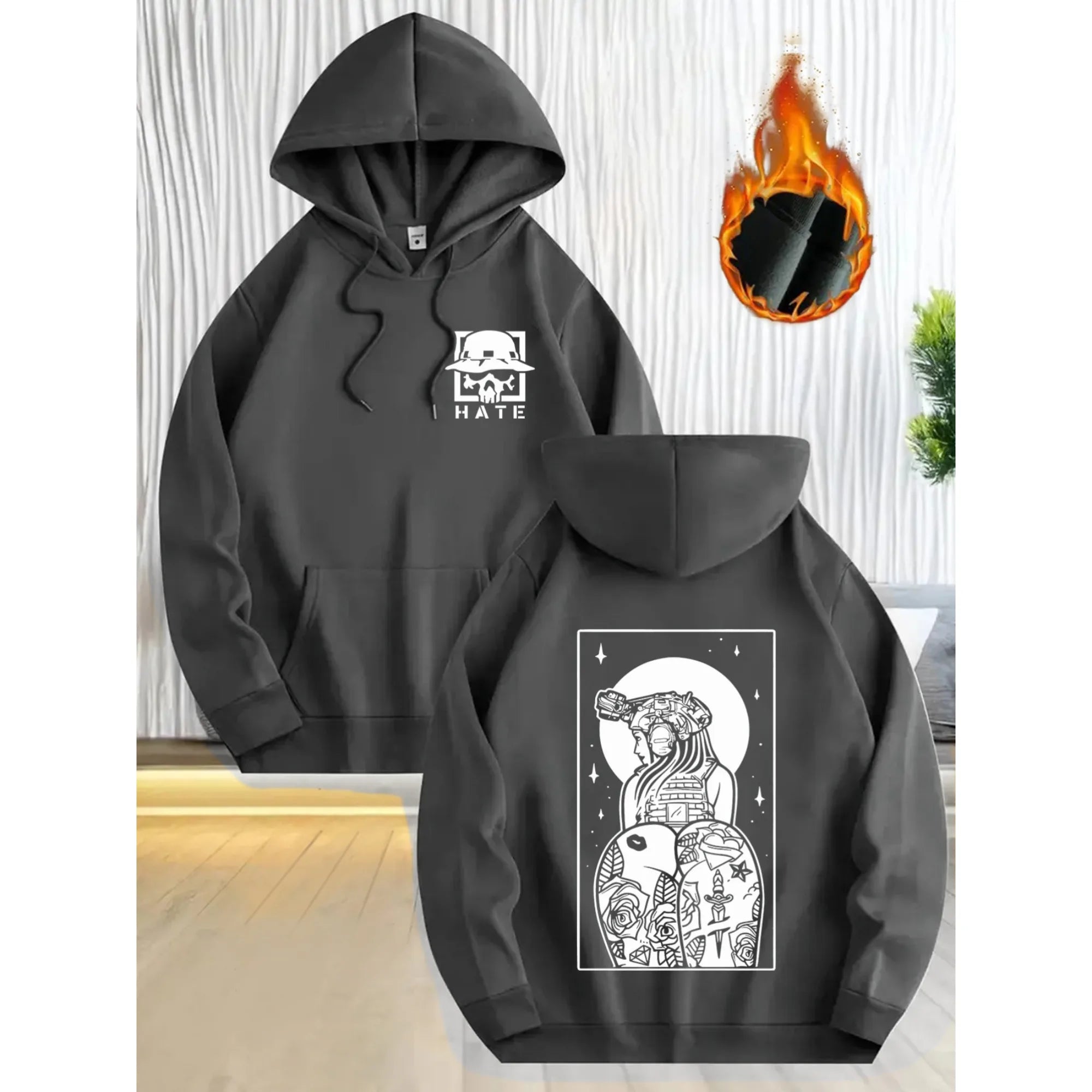 I Hate Fleece-Lined  Graphic Print  Hoodie Men Women Hip Hop Alternative Heavy Metal Oversized Streetwear Male Fashion Hoodies