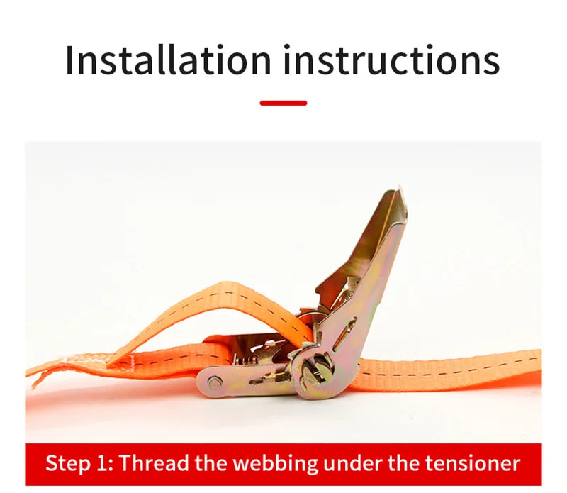 Heavy Duty Metal Buckle Tie-Down Cargo Straps for Car and Truck - Strong Ratchet Belt for Secure Luggage and Cargo Transport