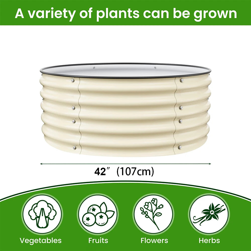 Outdoor garden 42 "(107cm) Round Raised Garden Bed Metal Raised Bed Planter Box for Vegetables Flowers Patio