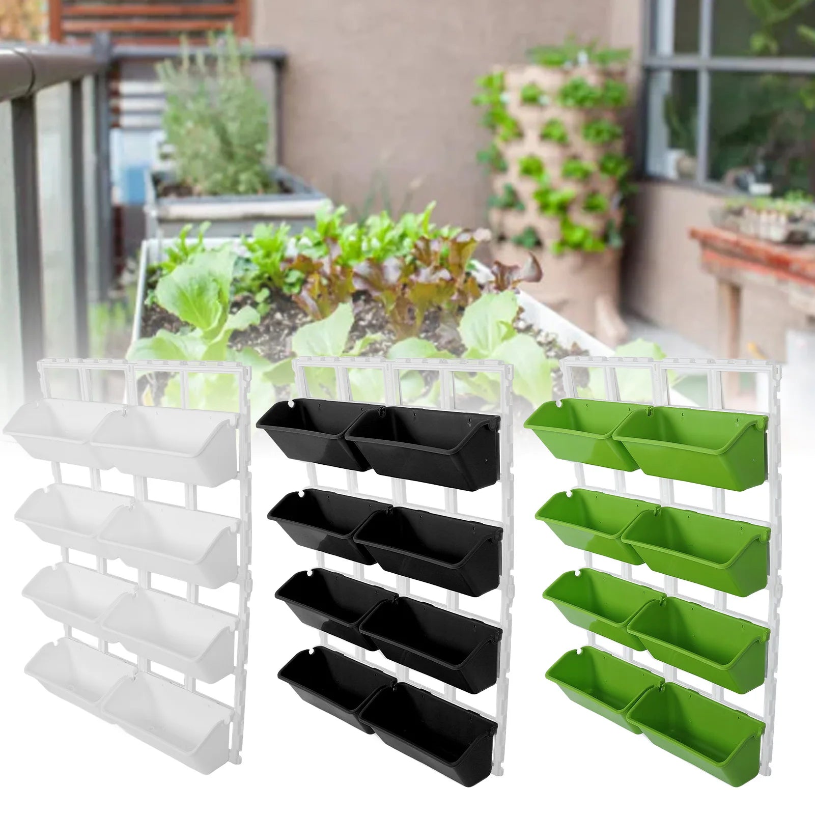Vertical Garden Bed Vertical Wall Planter PP ABS Wall Mounted Hanging Raised Flower Beds for Balcony Patio Fence Porch Gardening