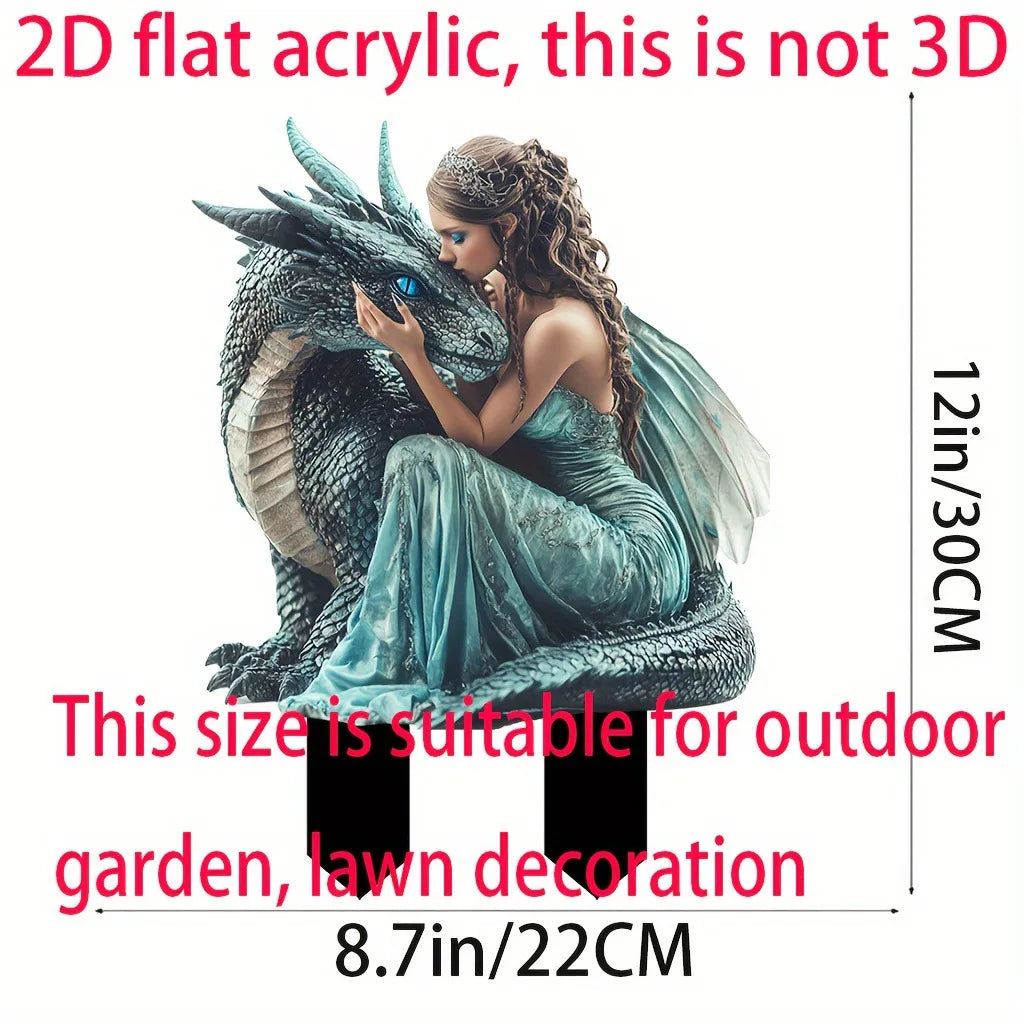 Dragon and Beautiful Fairy Garden Pile Outdoor Lawn Potted Plant Decorative Pot Ornament Beautification Props