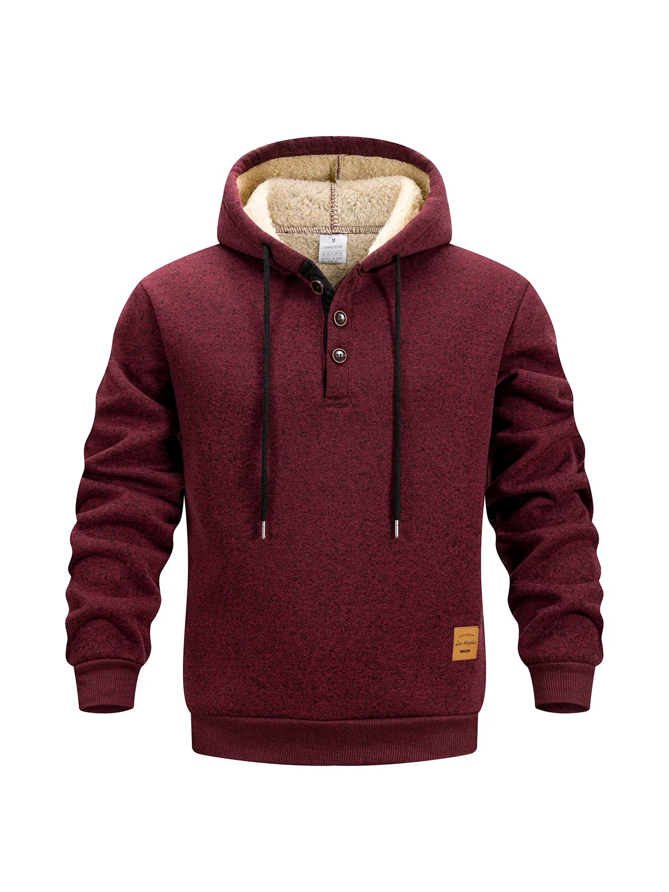 Men's Fleece Hoodies Long Sleeve Sweatshirt Button Design Hooded Sweatshirt for Men Clothing Sportswear Slim Fit Casual Pullover