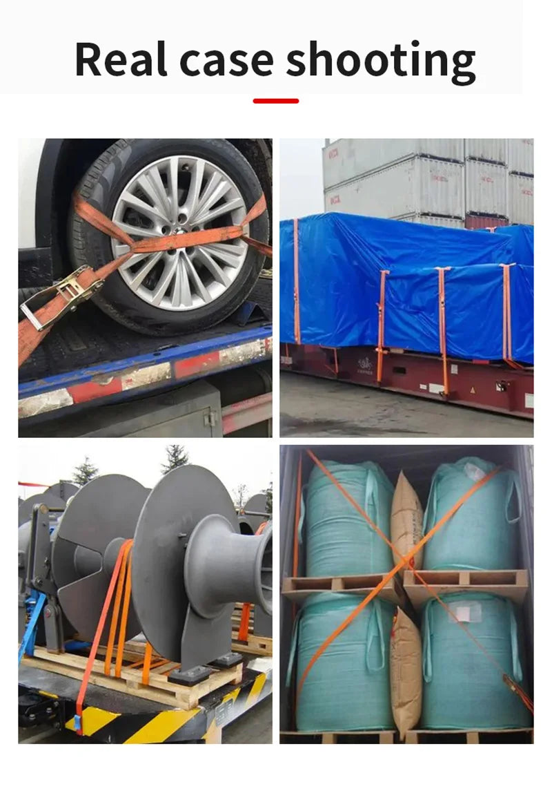 Heavy Duty Metal Buckle Tie-Down Cargo Straps for Car and Truck - Strong Ratchet Belt for Secure Luggage and Cargo Transport