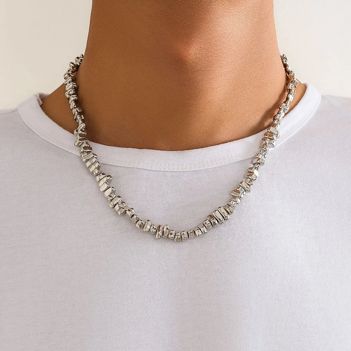 Irregular CCB Beads Chains Short Choker Necklace for Men Trendy Beaded Chains Collar on the Neck 2023 Fashion Jewelry Male Gifts