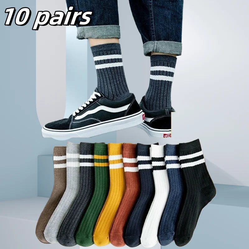 10/5/3pairs Breathable Con Sports Stockings Men Bamboo Fiber Autumn and Winter Men Socks Sweat Absorption Deodorant Business Sox