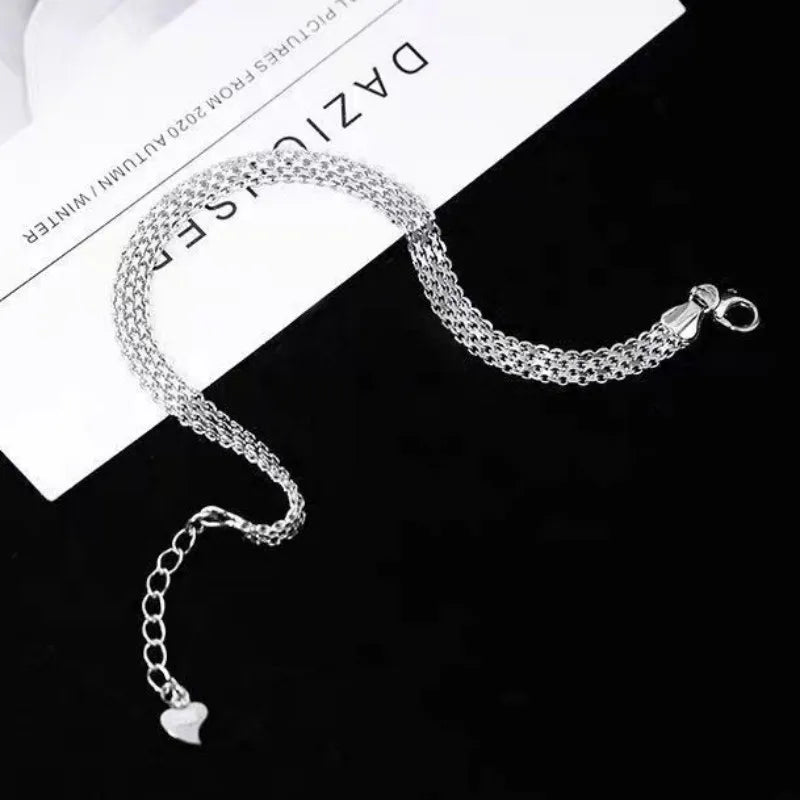 925 sterling Silver Bracelets Mesh chain for Women men Wedding Lady Noble Pretty Jewelry Fashion Nice Chain 20cm 8inch