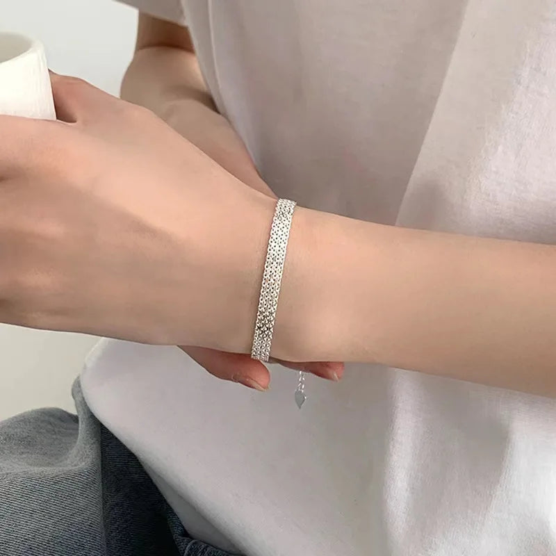 925 sterling Silver Bracelets Mesh chain for Women men Wedding Lady Noble Pretty Jewelry Fashion Nice Chain 20cm 8inch