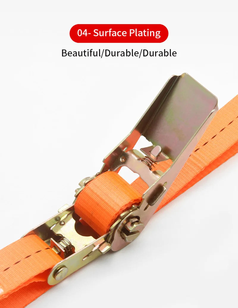 Heavy Duty Metal Buckle Tie-Down Cargo Straps for Car and Truck - Strong Ratchet Belt for Secure Luggage and Cargo Transport