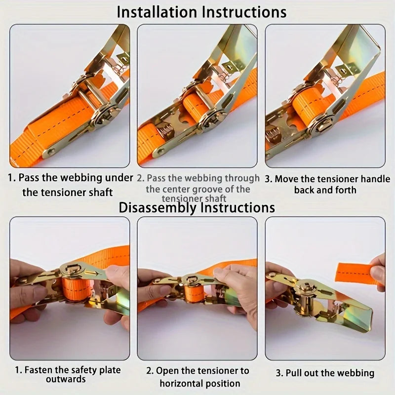16.5Ft/9.8Ft/4.9Ft Truck Tensioners Strapping Bands. 2.5cm Wide Automatic Tensioners. Fixing Ropes. Tensioners