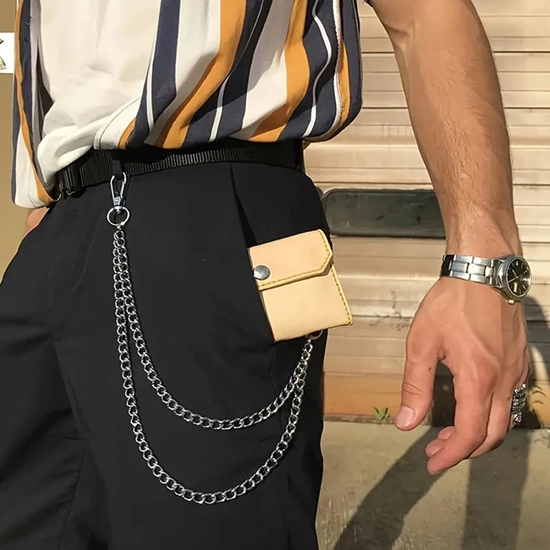 2/3Layer Punk Hip-hop Long Metal Belt Chain Fashion Trousers Pant Waist Metal Chain Keychain