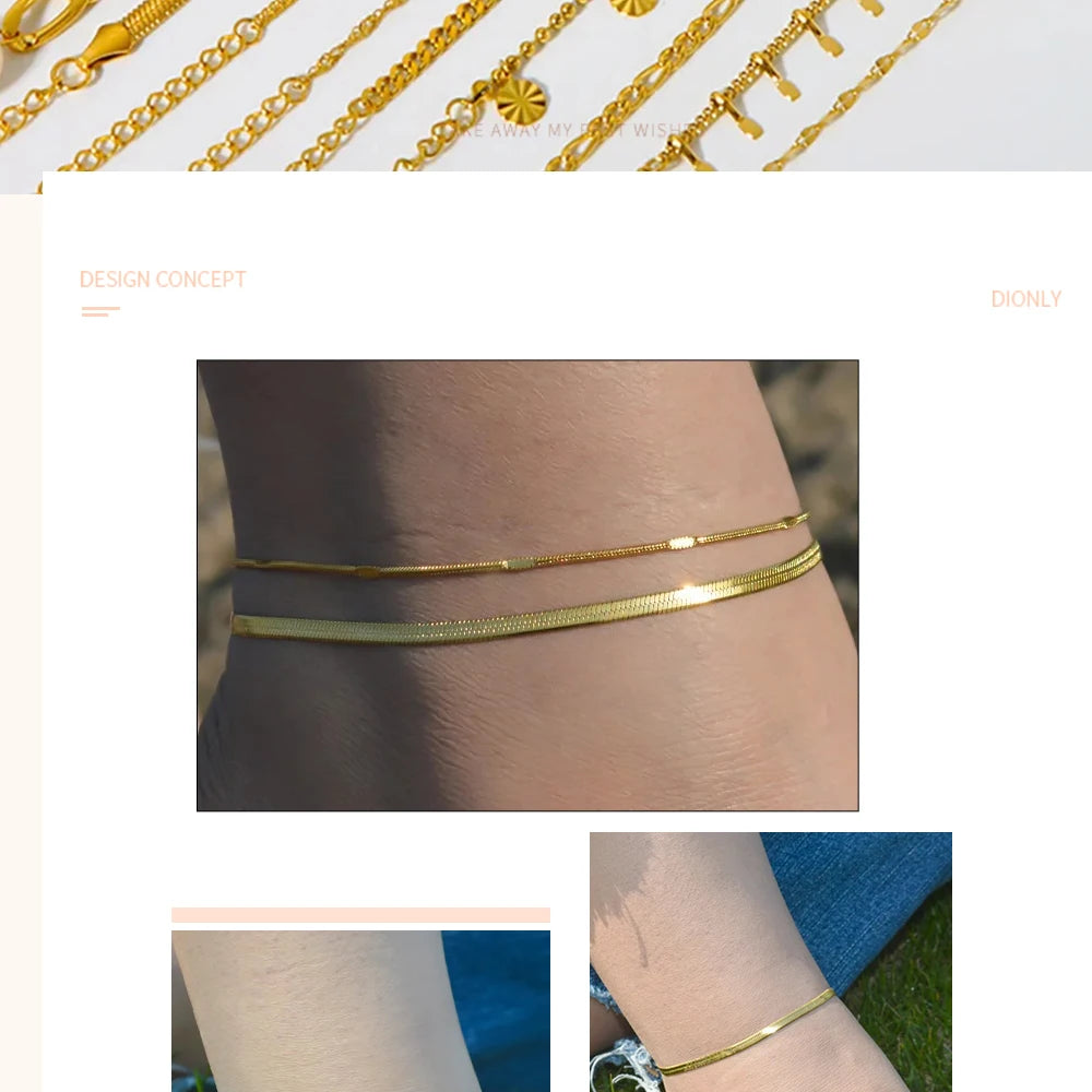 Gold Figaro Chain Anklet