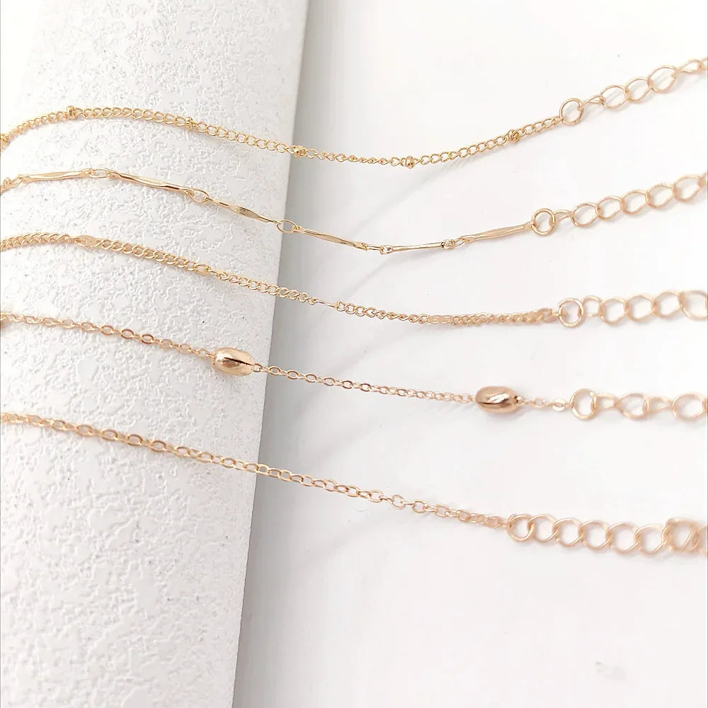 Layered Leaf & Cuban Chain Anklet