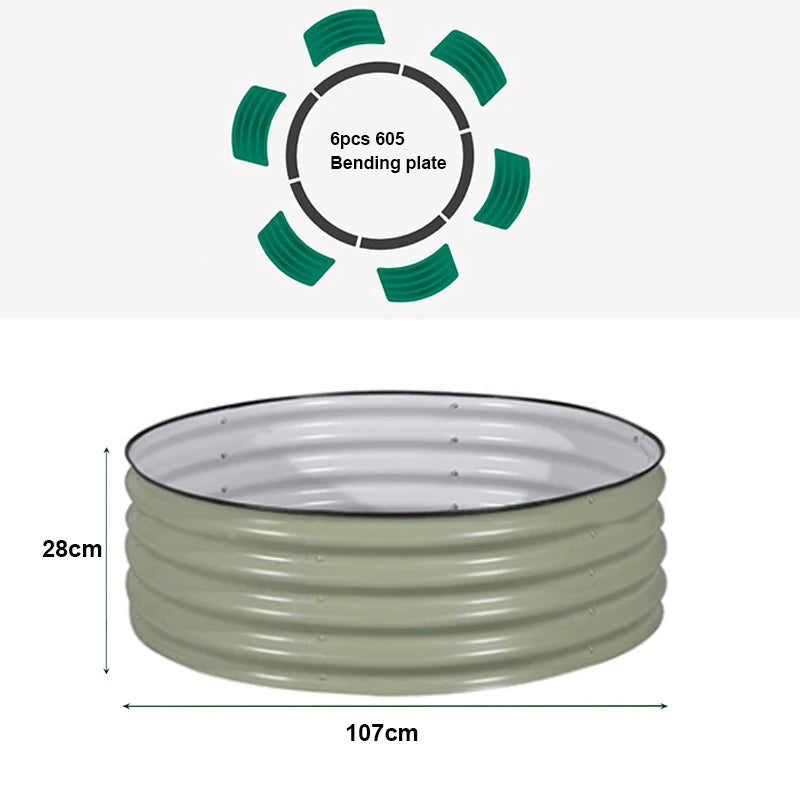 Outdoor garden 42 "(107cm) Round Raised Garden Bed Metal Raised Bed Planter Box for Vegetables Flowers Patio