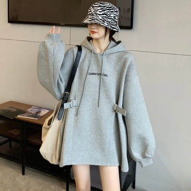 Fleece Women's Hoodies Sweatshirts Loose Youthful Clothes Nice Color 2025 Trend Dropshiping Aesthetic Baggy Female Hooded Top