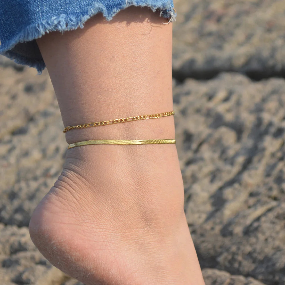 Gold Figaro Chain Anklet