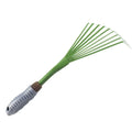 Gardening Tools 15.5 Inch 9Teeth Garden Rake Comfort Grip Green Grass Rake Iron Durable Hand Rake Lawns