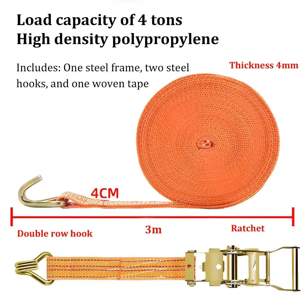 40mm Tie-down Straps Binding Strapping 3/6/8/10/15 Meter Thickened Cargo Truck Strapping Rope J Hooks Ratchet Straps Heavy Duty