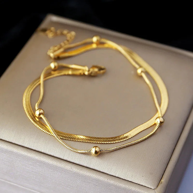 Gold Double-Layer Anklet