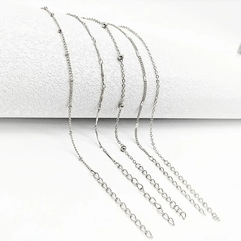 Layered Leaf & Cuban Chain Anklet