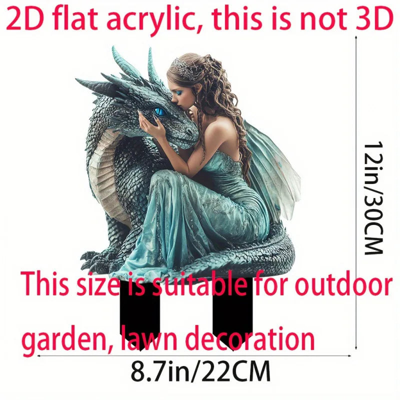 Dragon and Beautiful Fairy Garden Pile Outdoor Lawn Potted Plant Decorative Pot Ornament Beautification Props