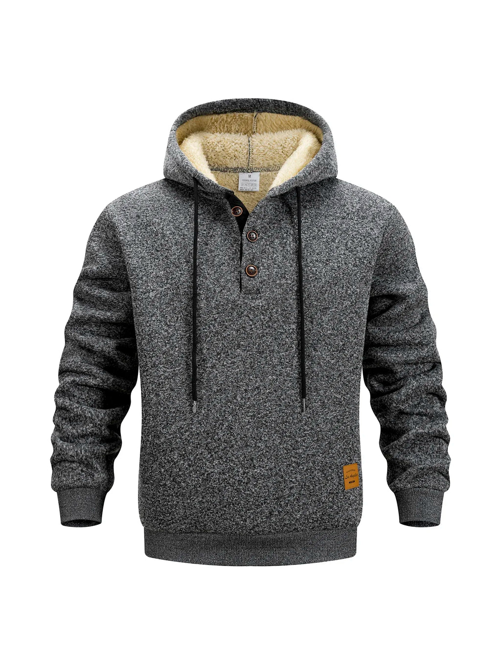 Men's Fleece Hoodies Long Sleeve Sweatshirt Button Design Hooded Sweatshirt for Men Clothing Sportswear Slim Fit Casual Pullover