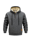 Men's Fleece Hoodies Long Sleeve Sweatshirt Button Design Hooded Sweatshirt for Men Clothing Sportswear Slim Fit Casual Pullover