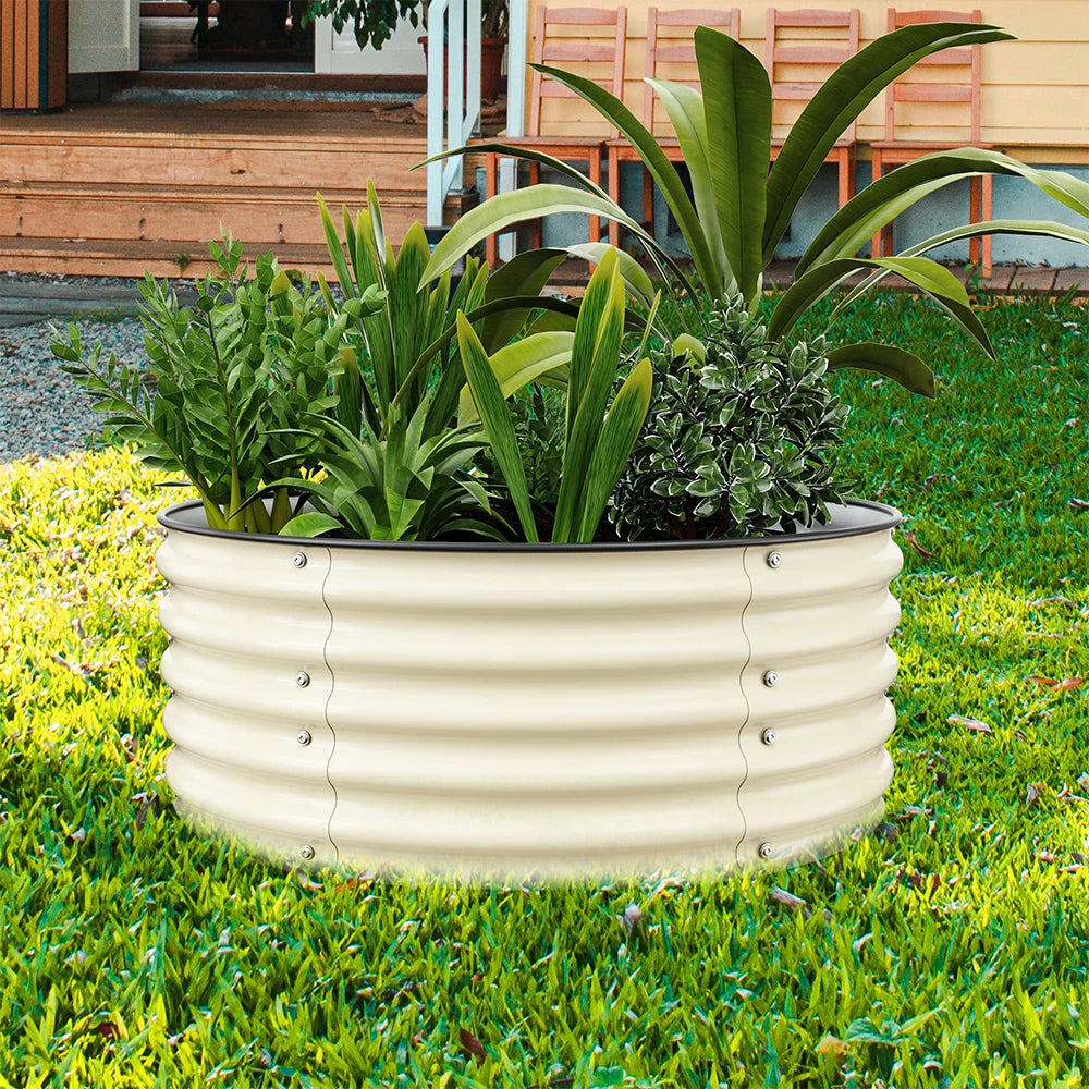 Outdoor garden 42 "(107cm) Round Raised Garden Bed Metal Raised Bed Planter Box for Vegetables Flowers Patio