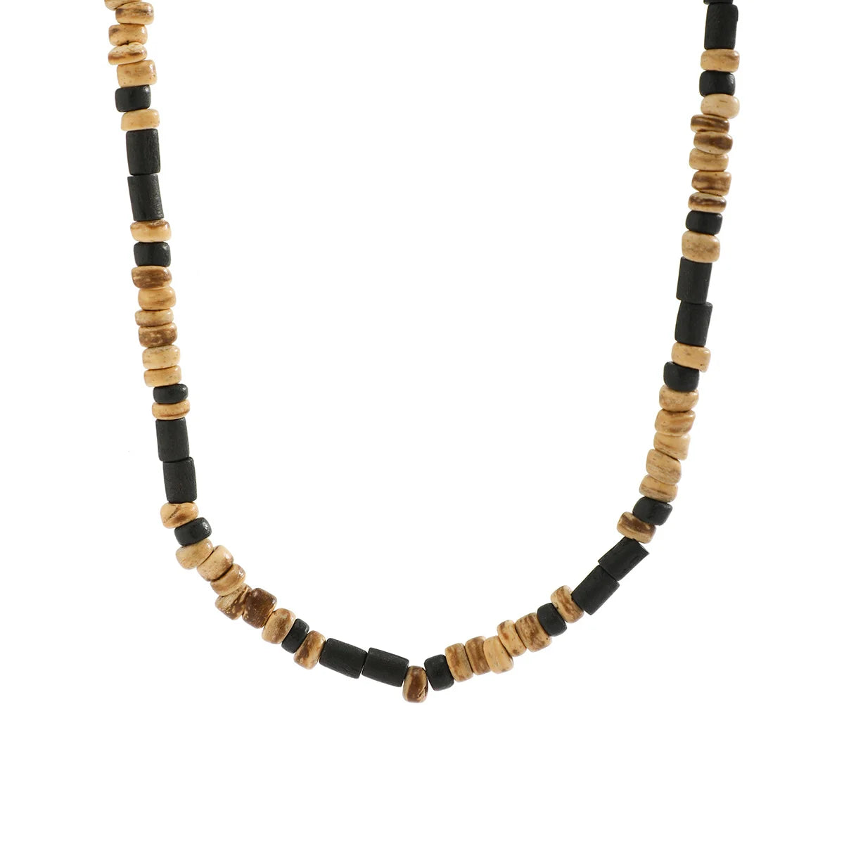 Brown and Black Small Beaded Chain Necklace Men Trendy Wood Beads Short Choker Necklace Collar on Neck 2023 Fashion Jewelry Male