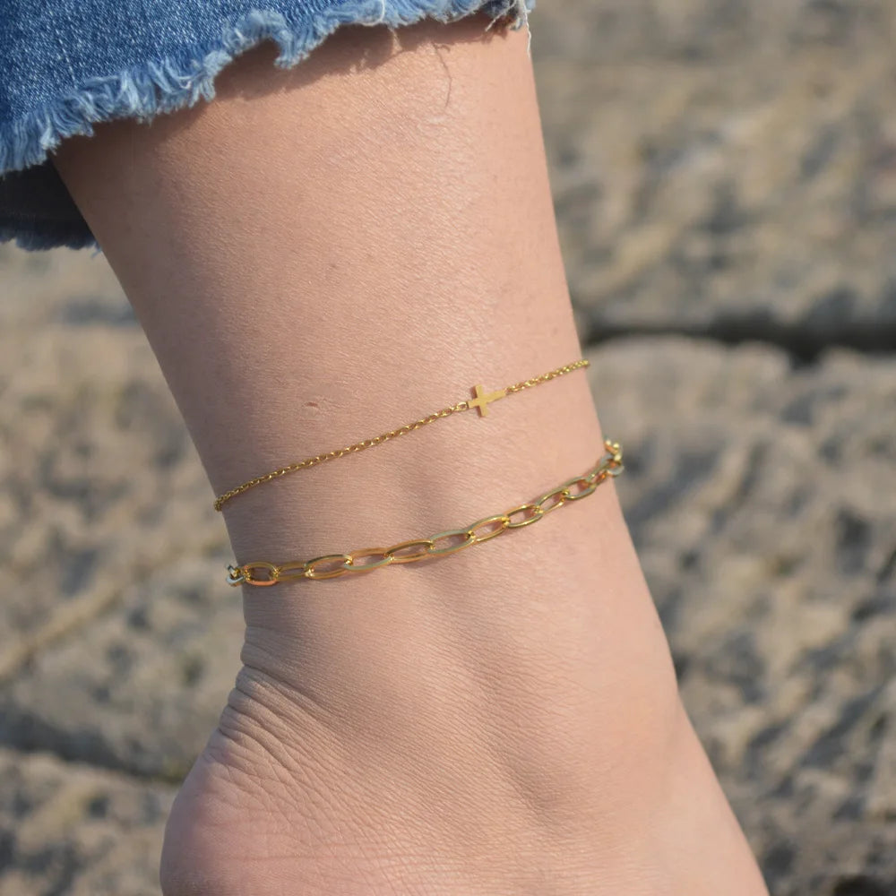 Gold Figaro Chain Anklet