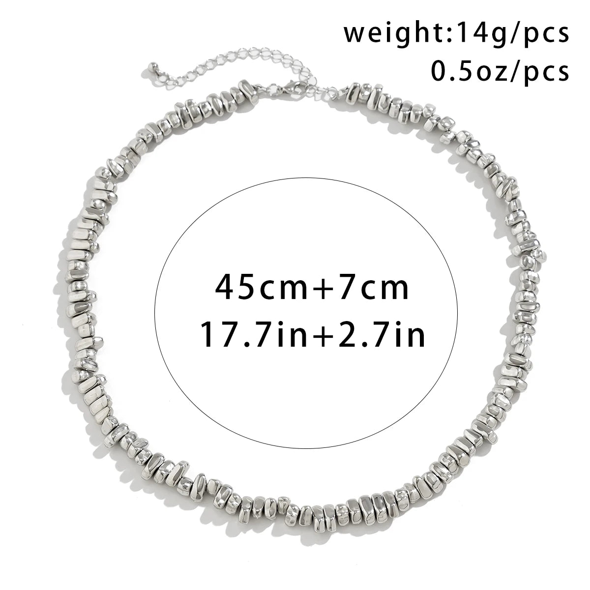Irregular CCB Beads Chains Short Choker Necklace for Men Trendy Beaded Chains Collar on the Neck 2023 Fashion Jewelry Male Gifts