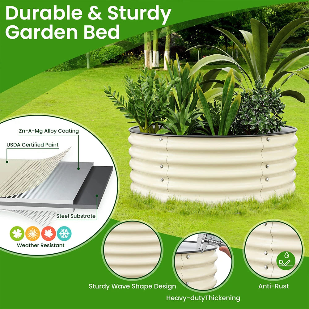 Outdoor garden 42 "(107cm) Round Raised Garden Bed Metal Raised Bed Planter Box for Vegetables Flowers Patio