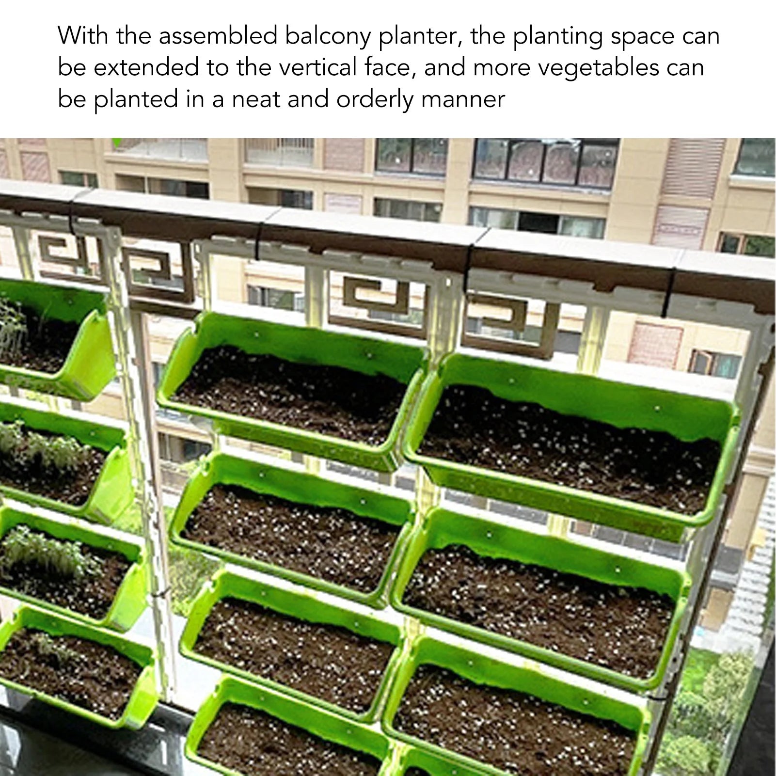 Vertical Garden Bed Vertical Wall Planter PP ABS Wall Mounted Hanging Raised Flower Beds for Balcony Patio Fence Porch Gardening