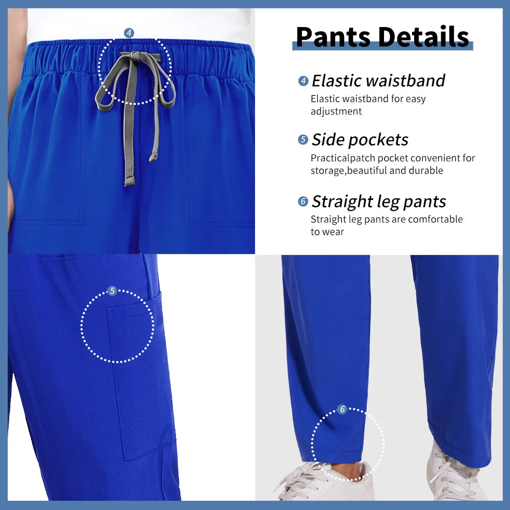 Scrubs Uniform Men Workwear Lab Work Clothes Uniforms Health Service Nursing Uniforms Short Sleeve V-neck Scrubs Tops+Pants Suit