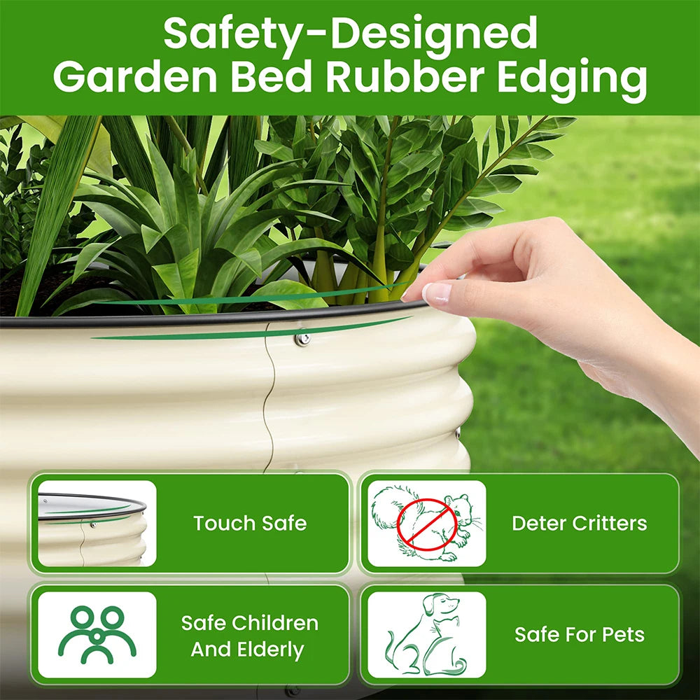 Outdoor garden 42 "(107cm) Round Raised Garden Bed Metal Raised Bed Planter Box for Vegetables Flowers Patio